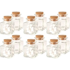 Glazen flesjes met kurk dop - set 24x - transparant - glas - 50 ml