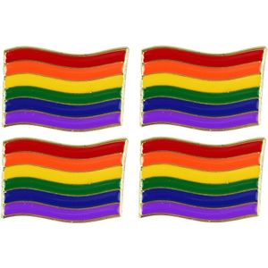 4x Regenboog pride vlag metalen pin/broche 4 cm