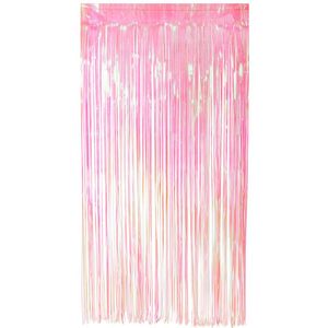 Folie deurgordijn/feestgordijn - lichtroze - 100 x 200 cm - Versiering/feestartikelen