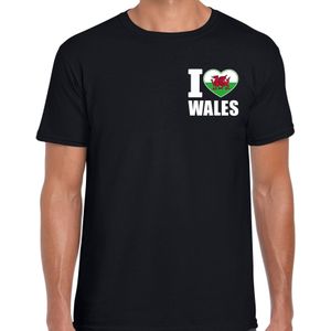 I love Wales t-shirt Verenigd Koninkrijk zwart op borst voor heren