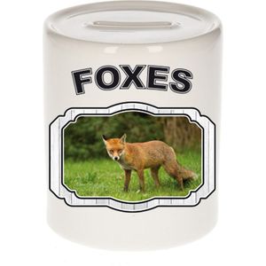 Dieren bruine vos spaarpot - foxes/ vossen spaarpotten kinderen 9 cm