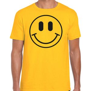 Verkleed T-shirt voor heren - smiley - geel - carnaval - foute party - feestkleding