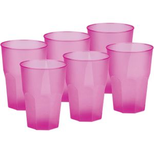 Drinkglazen frosted - fuchsia roze - 36x - 420 ml - onbreekbaar kunststof - Feest/cocktailglas