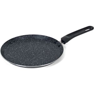 Aluminium zwarte pannenkoekenpan/crepepan 24 cm met anti-aanbak laag