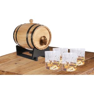 Kinvara Drank dispenser met tap 3 liter met 4x whisky glazen 230 ml