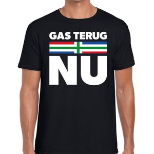 Groningen protest t-shirt gas terug NU zwart voor heren