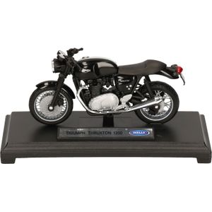 Model speelgoed motor Triumph Thruxton 1200 zwart 1:18