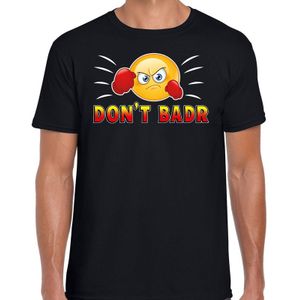 Funny emoticon t-shirt Dont Badr zwart voor heren