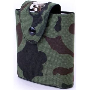 Heupflesje RVS in camouflage hoes/tas 177 ml