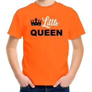 Little queen t-shirt oranje voor kinderen - Koningsdag outfit