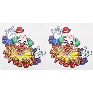 2x Raamstickers lachende clown 35 x 40 cm carnaval