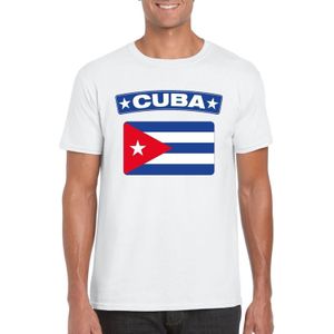 T-shirt met Cubaanse vlag wit heren