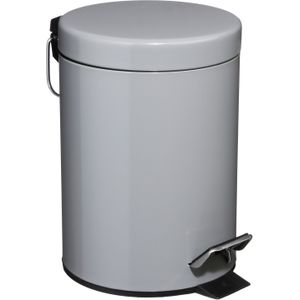 5Five Prullenbak - pedaalemmer - grijs - metaal - 3 liter - 17 x 25 cm - Voor badkamer en toilet