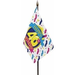 Happy 40th Birthday mini vlaggetje op stok 10 x 15 cm