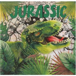 Dinosaurus thema feest servetten - 20x stuks - 33 x 33 cm - papier - dino/t-rex themafeest