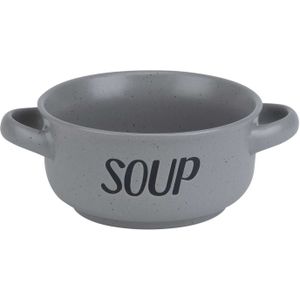 Cosy & Trendy soepkom van aardewerk - grijs - Dia 13,5 cm - 470 ml - Servies - Soepkommen/Soepkommetjes