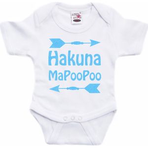 Baby rompertje - hakuna mapoopoo - blauw - glitter - kraam cadeau - babyshower