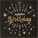 Verjaardag feest servetten happy birthday - 50x - goud - 33 x 33 cm