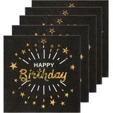 Verjaardag feest servetten happy birthday - 50x - goud - 33 x 33 cm