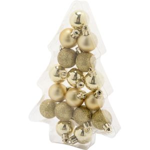 17x stuks kleine kunststof kerstballen goud 3 cm mat/glans/glitter