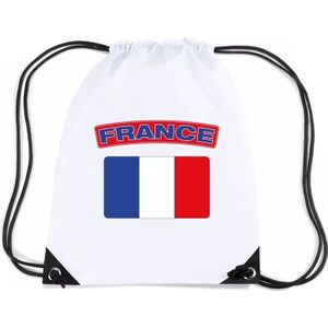 Frankrijk nylon rugzak wit met Franse vlag