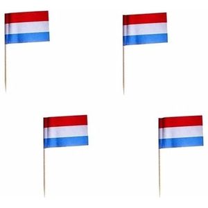 Cocktailprikkers Nederland - 500x - rood/wit/blauw - 8cm - Holland vlaggetjes