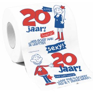 2x Cadeau toiletpapier rollen 20 jaar verjaardag versiering/decoratie