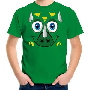 Dieren verkleed t-shirt voor jongens - dino gezicht - carnavalskleding - groen
