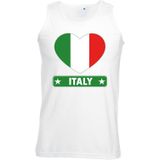Italie hart vlag singlet shirt/ tanktop wit heren