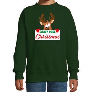 Crazy cool Christmas Kerstsweater / Kersttrui groen voor kinderen