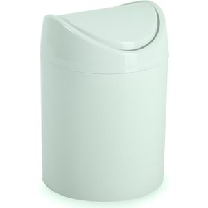 Mini prullenbakje - mintgroen - kunststof - met klepdeksel - keuken aanrecht/tafel model - 1,4 Liter