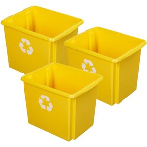 Sunware Opslagbox - 3 stuks - kunststof 45 liter geel 45 x 36 x 36 cm