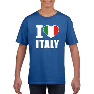 Blauw I love Italie fan shirt kinderen
