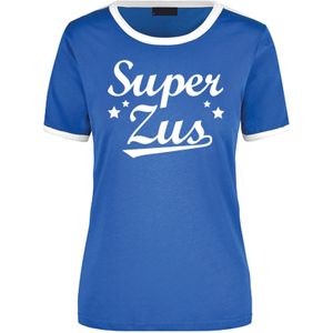 Super zus blauw/wit ringer t-shirt voor dames