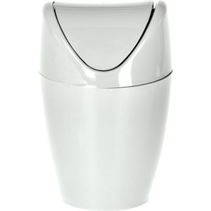 Mini prullenbakje - ivoor wit - kunststof - met klepdeksel - keuken aanrecht/tafel model - 1,5 Liter