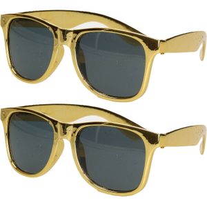 Carnaval/verkleed party bril - 2x - goud - volwassenen - Glitter and Glamour thema