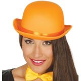 Clown verkleed set gekleurde pruik met bolhoed oranje