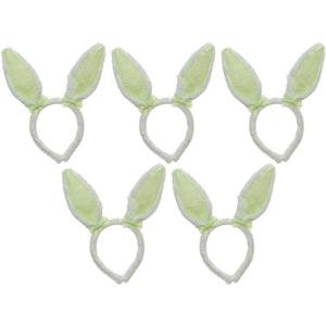 5x Wit/groene Paashaas oren verkleed diademen kids/volwassenen