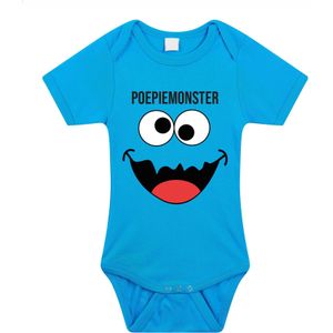 Baby rompertje - poepiemonster - blauw - kraam cadeau - babyshower - cadeau romper