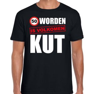 Verjaardag cadeau t-shirt 50 jaar / Abraham - vijftig worden is volkomen kut zwart voor heren