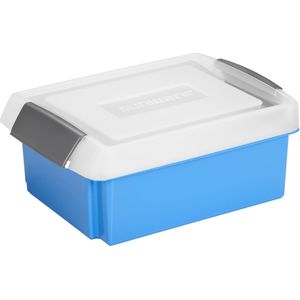 Sunware opslagbox kunststof 17 liter blauw 45 x 36 x 14 cm met afsluitbare extra hoge deksel