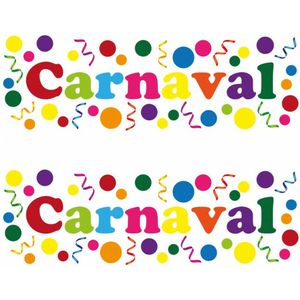 Carnaval/party decoratie raamsticker  - 4x - gekleurde letters - versiering - 75 x 25 cm