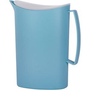 Schenkkan/waterkan met deksel - blauw - 2 liter - kunststof - L20 x H23 cm