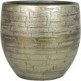 Plantenpot - keramiek - glans goud - patroon - 24x22cm