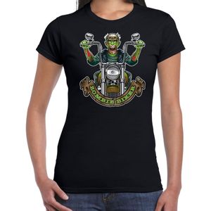 Halloween zombie biker verkleed t-shirt zwart voor dames