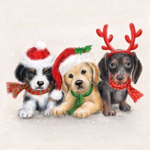 Kerst thema servetten - 40x st - 33 x 33 cm - honden print