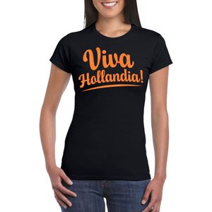 Verkleed T-shirt voor dames - viva hollandia - zwart - EK/WK voetbal supporter - Nederland