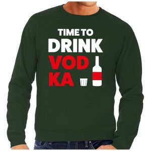 Time to drink Vodka tekst  sweater groen voor heren