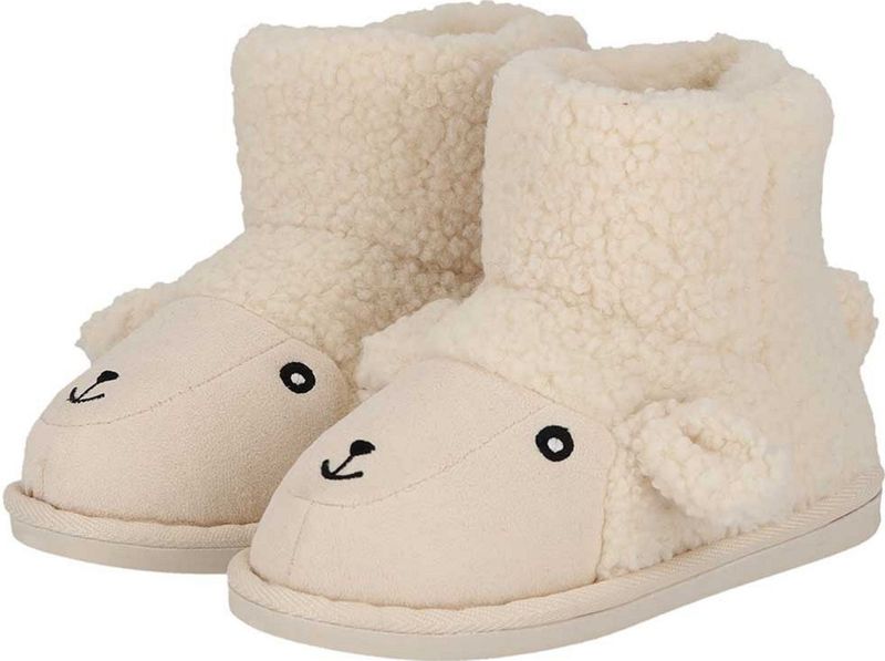 Apollo - Kindersloffen - Wit - Pantoffels - Met Antislip - Teddystof