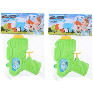 2x Mini waterpistolen/waterpistool groen van 12 cm kinderspeelgoed